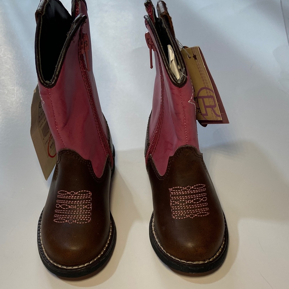 NWT Roper Pink and Brown Western Boots Toddler Sz 5